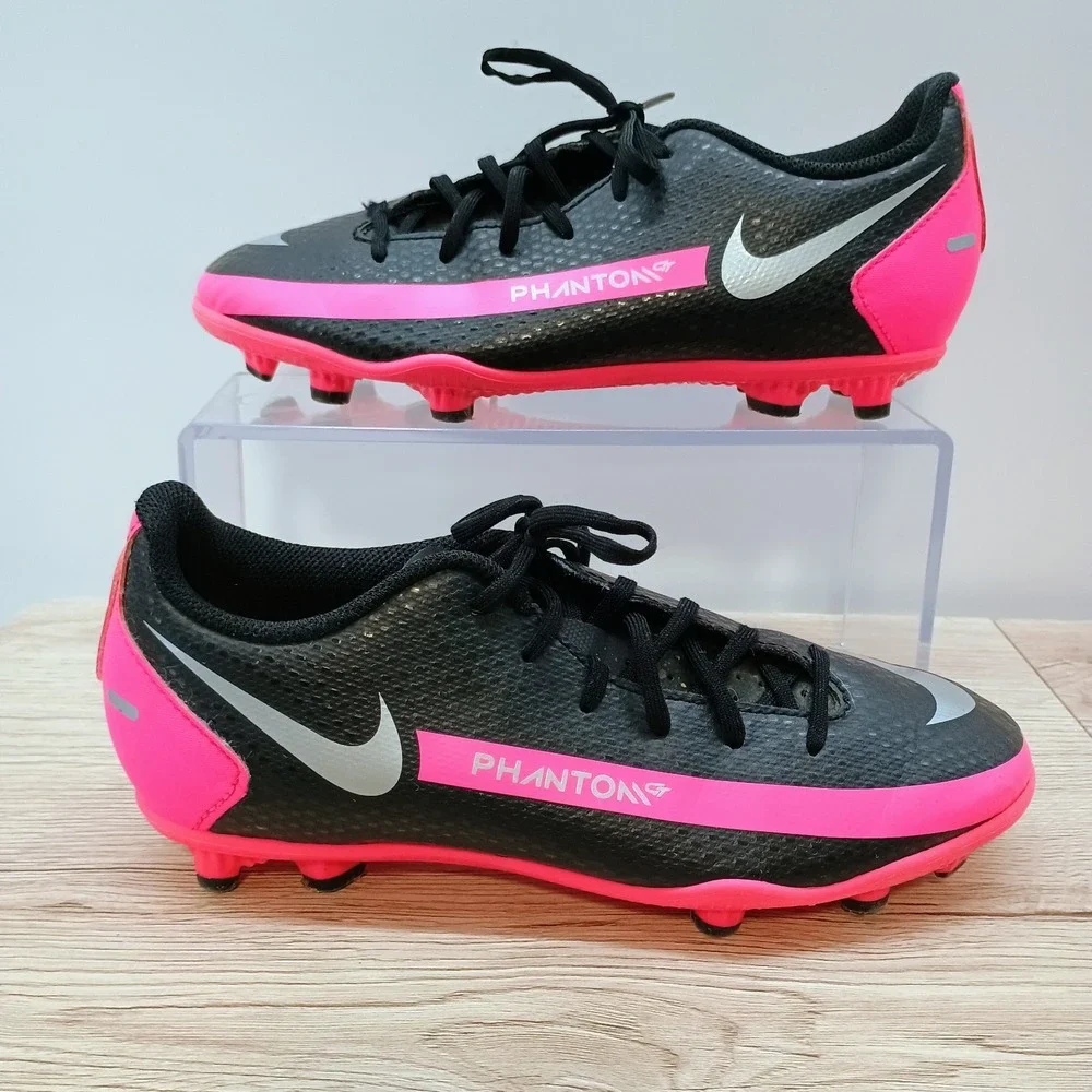 Nike Phantom GT Academy MG Youth Soccer Cleats Pink Black Firm Ground Athletic